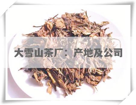 大雪山茶厂：产地及公司