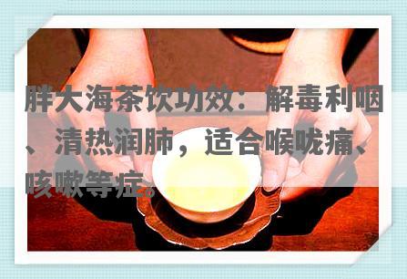 胖大海茶饮功效：解毒利咽、清热润肺，适合喉咙痛、咳嗽等症。